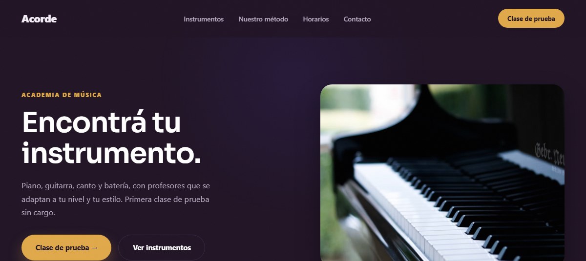 Captura de la demo para Academias de Música