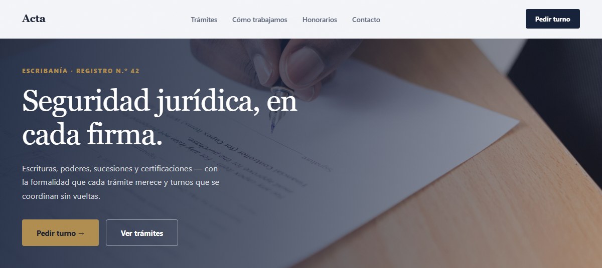Captura de la demo para Escribanos