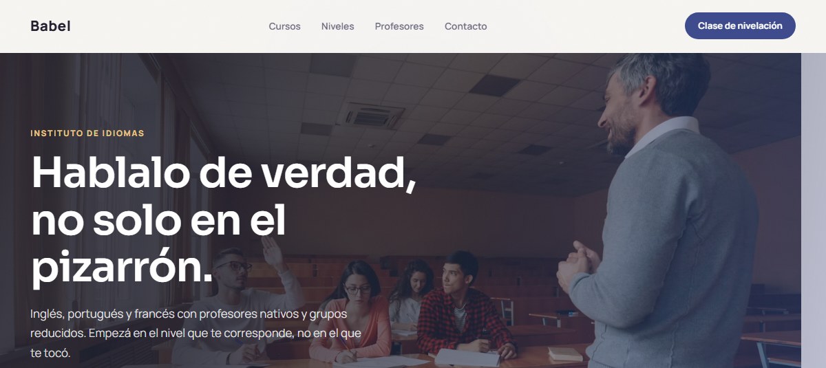 Captura de la demo para Institutos de Idiomas