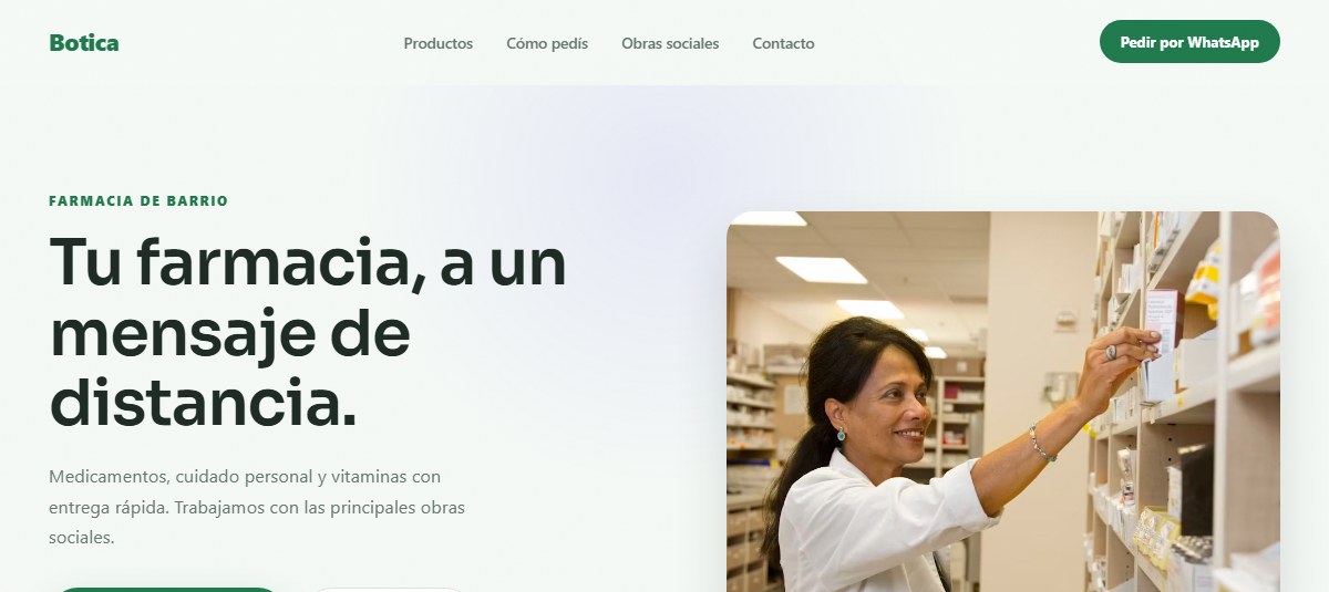 Captura de la demo para Farmacias