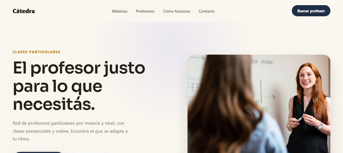 Captura de la demo para Profesores Particulares