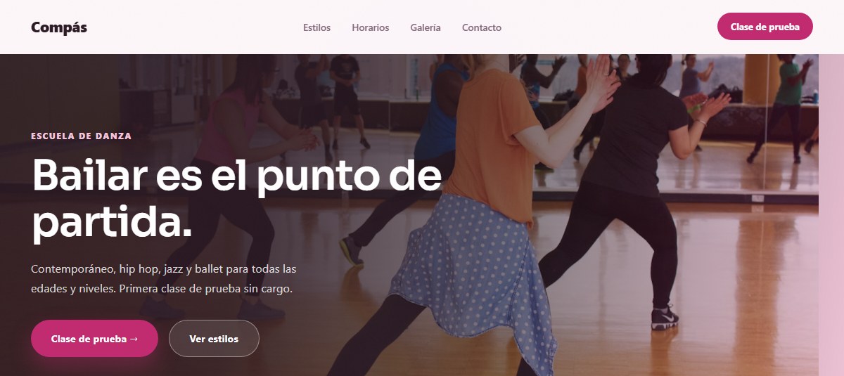 Captura de la demo para Escuelas de Danza