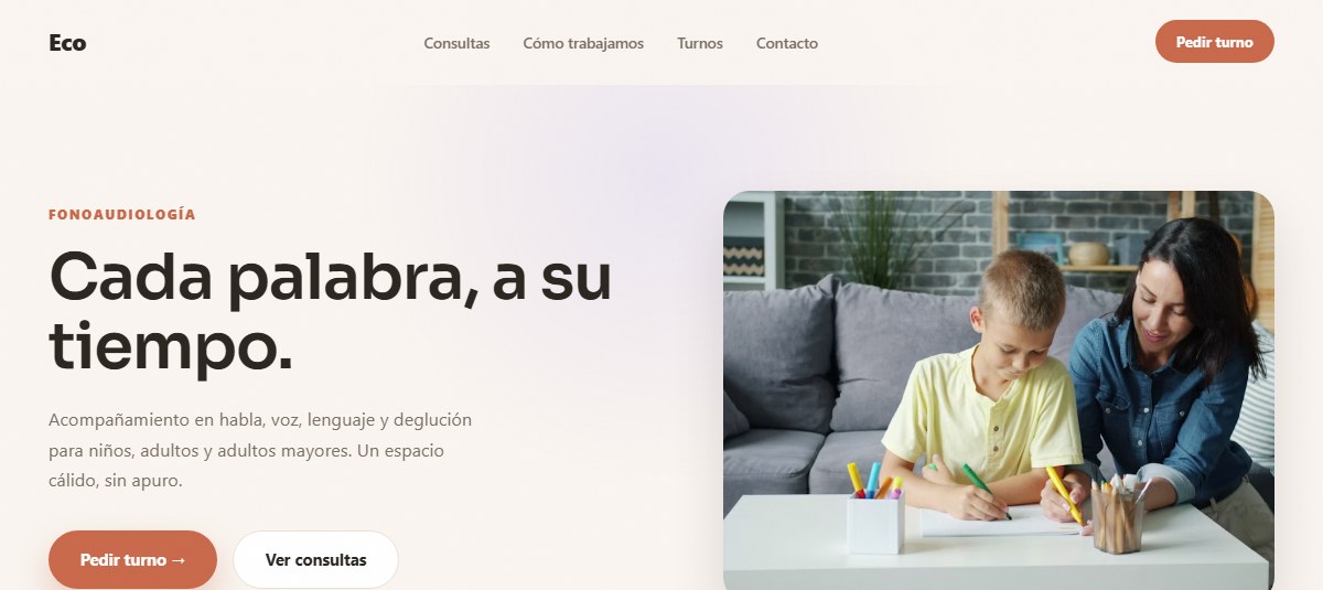 Captura de la demo para Fonoaudiólogos