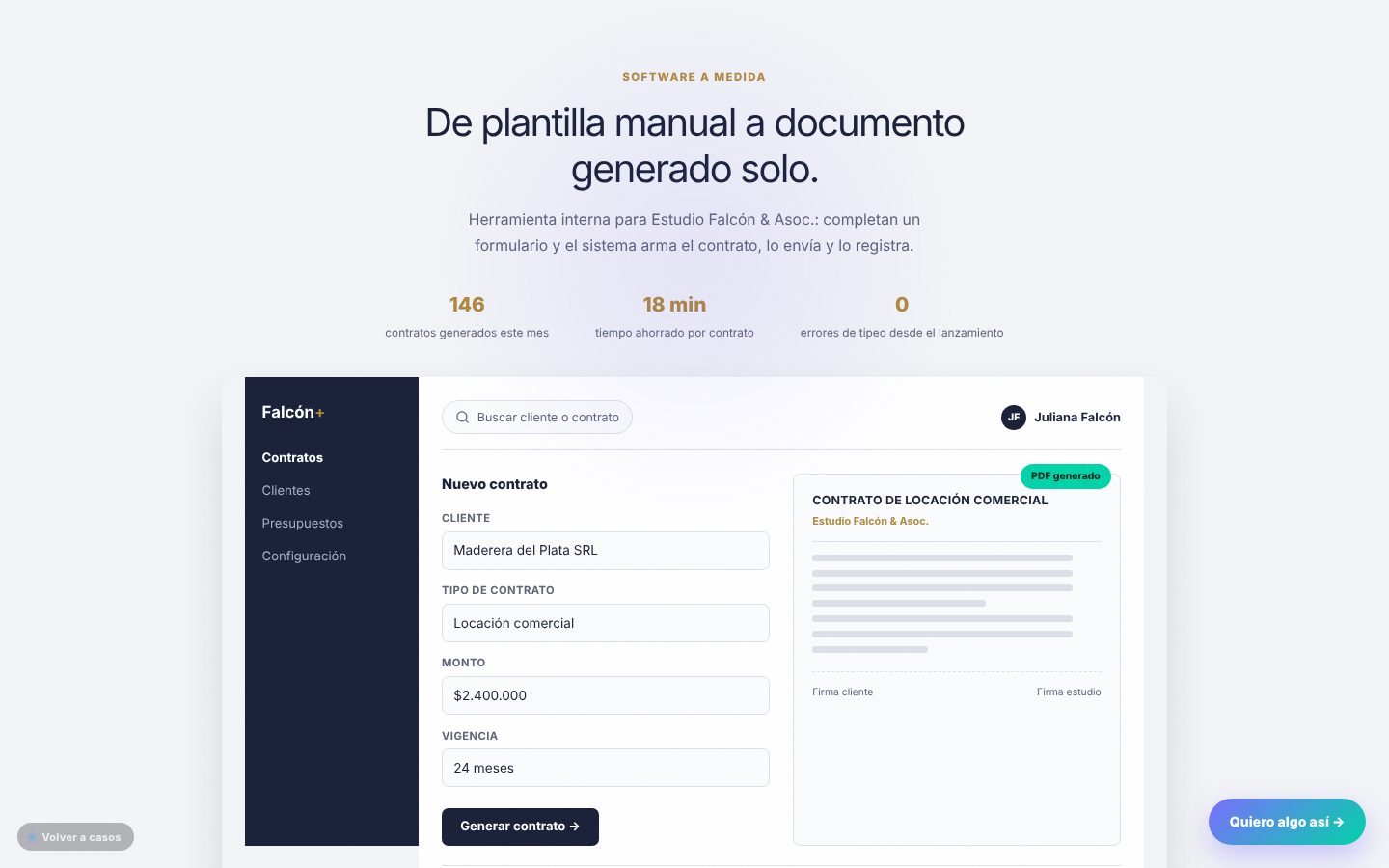Captura de Generador de contratos