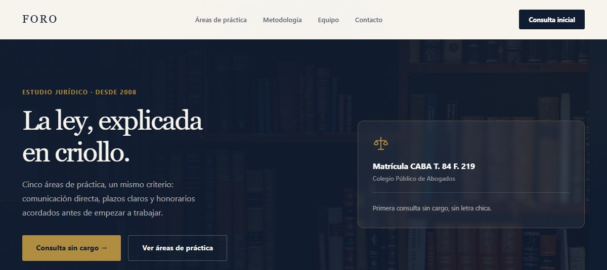 Captura de la demo para Abogados