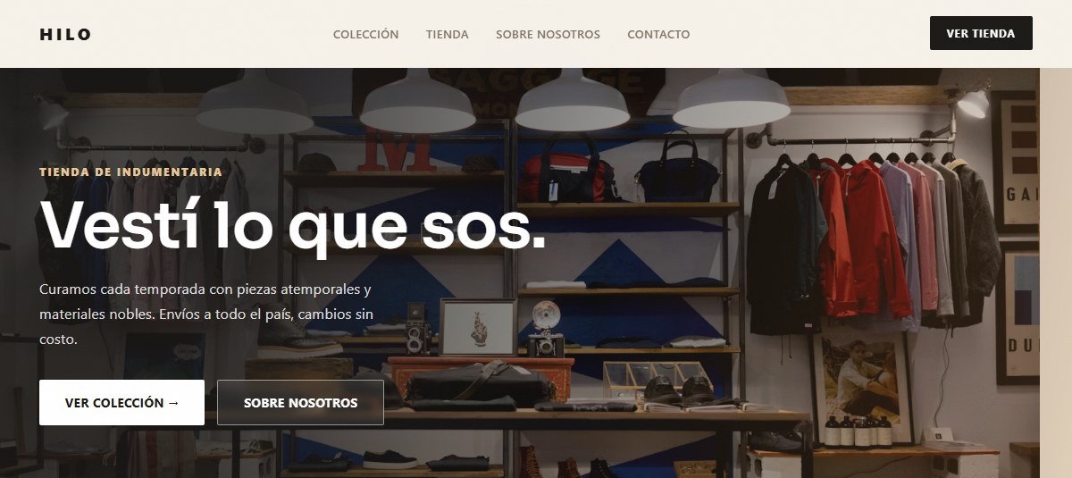 Captura de la demo para Tiendas de Ropa