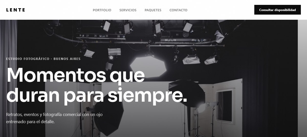 Captura de la demo para Fotógrafos