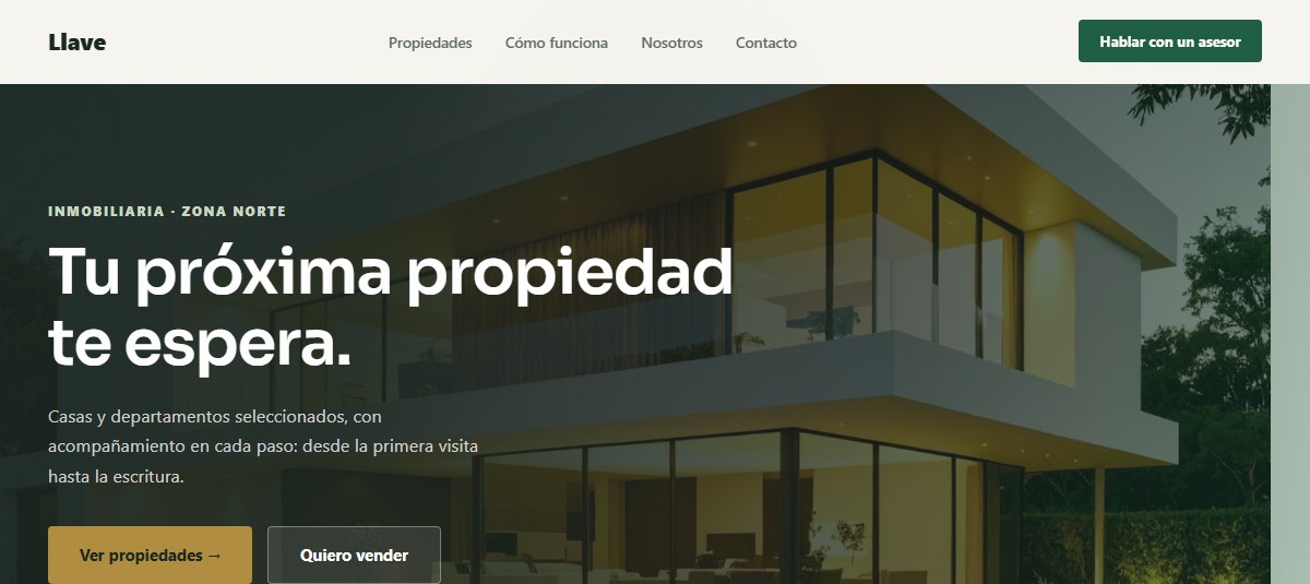 Captura de la demo para Inmobiliarias