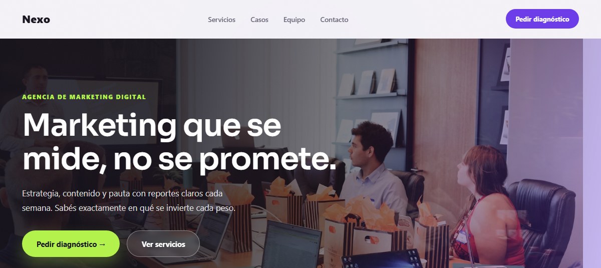Captura de la demo para Agencias de Marketing
