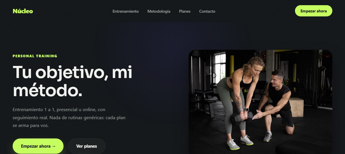 Captura de la demo para Personal Trainers