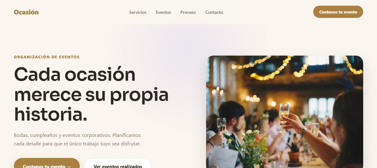 Captura de la demo para Organizadores de Eventos