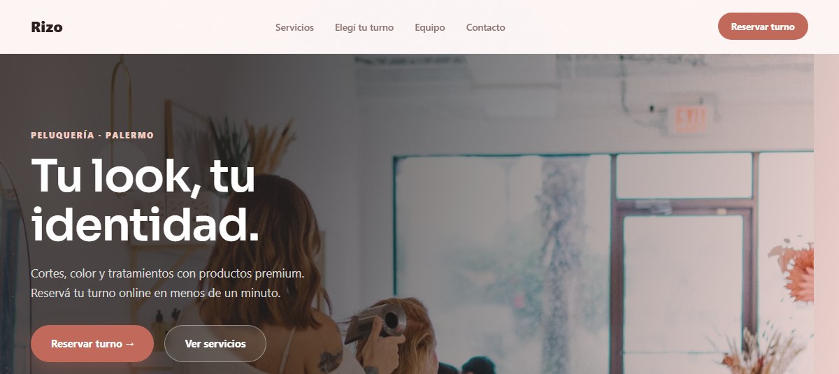 Captura de la demo para Peluquerías